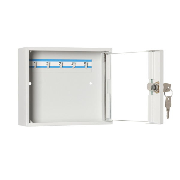 Otwarta metalowa szafka na klucze SK 5/S – przeszklona szafka na 5 kluczy z darmową dostawą